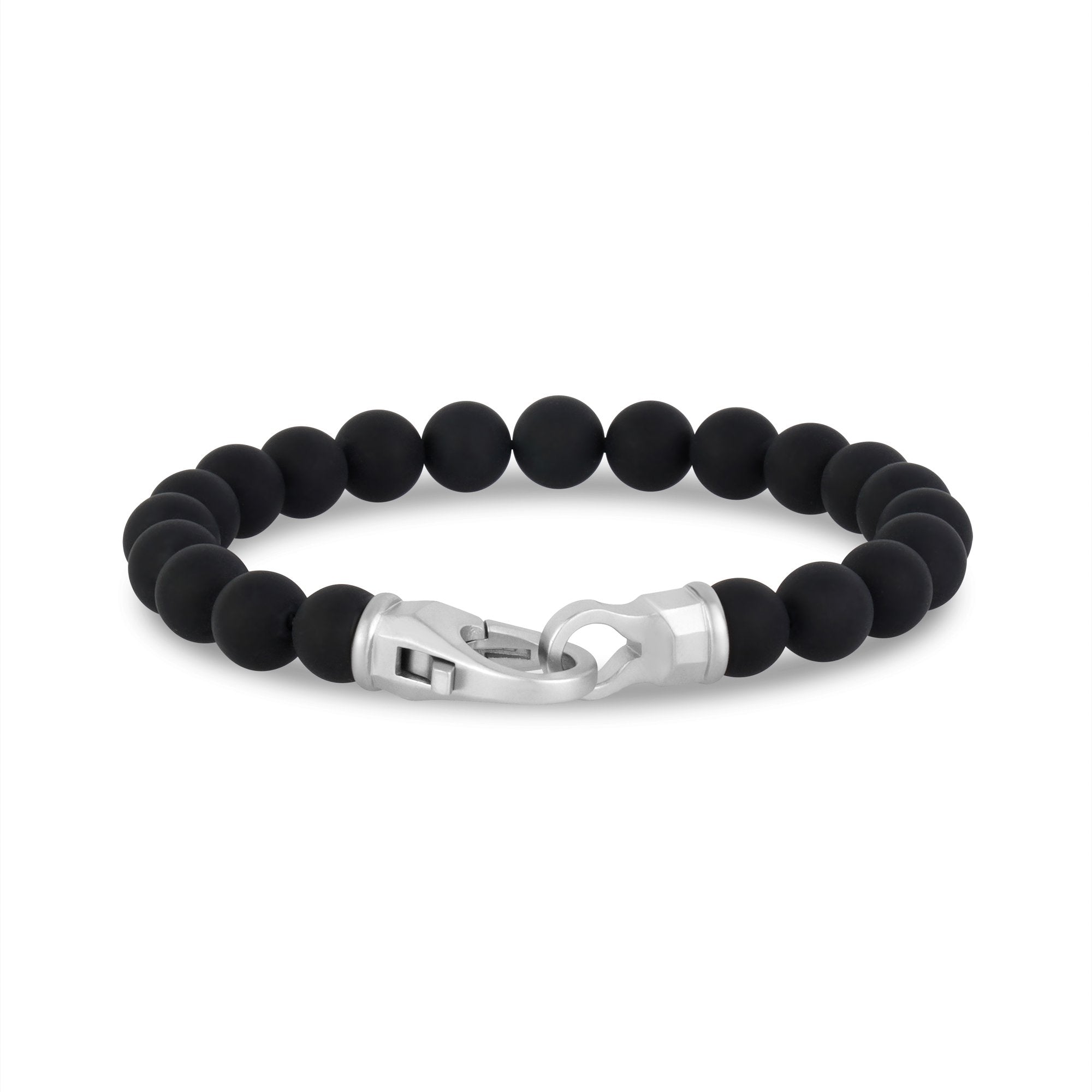 Get a Boost of Happiness: Handmade 8mm Matte Black Agate Bronze Dumbbell Bracelets from SYROTONIN