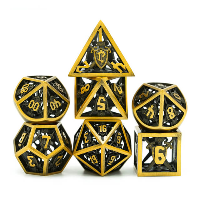 Unleash the Power of Ancient Dragons with Big and Heavy Copper Hollow <a href='/metal-dice-set/'>Metal Dice Set</a> for Dungeons and Dragons RPG - Dragon Lair Edition