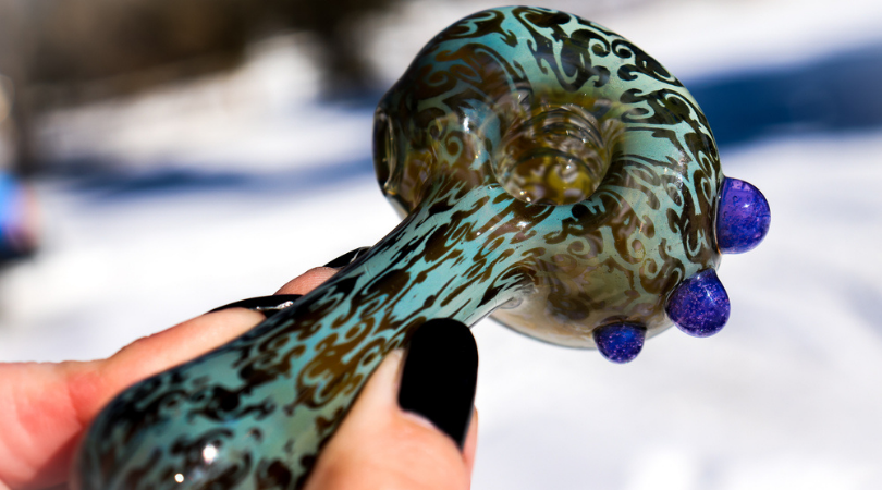 Green Color Glass Smoking Pipe Hand Pipe Glass Water Pipe