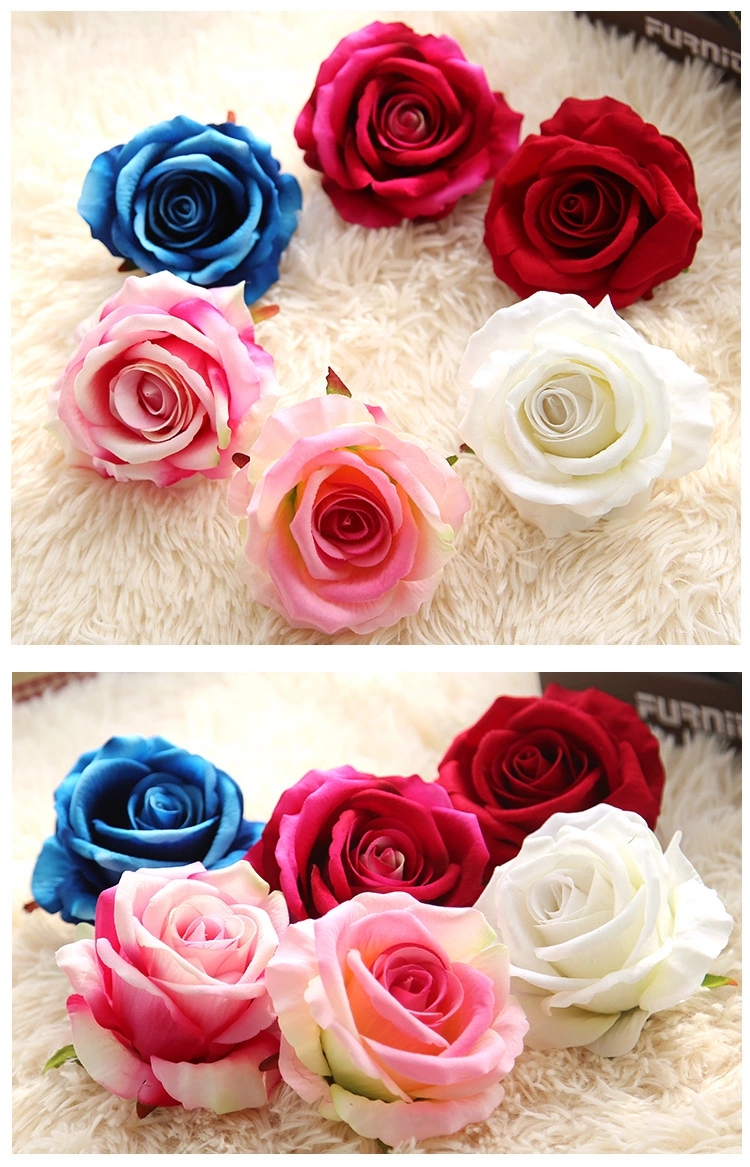 Fake flannelette fabric flowers heads Bulk Silk Rose Bud Artificial Flower for Wedding Party Home decoration (2)