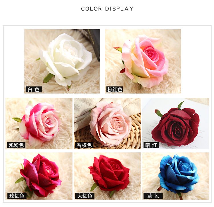 Fake flannelette fabric flowers heads Bulk Silk Rose Bud Artificial Flower for Wedding Party Home decoration (1)