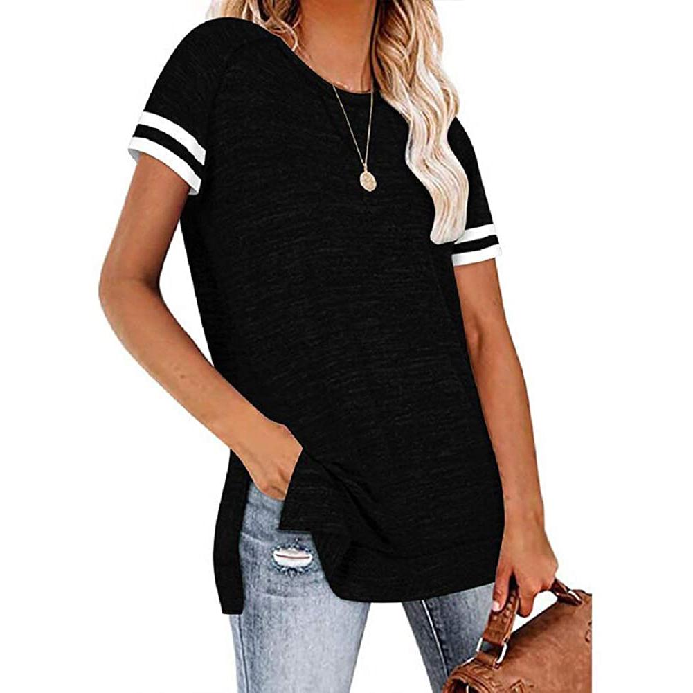 Davenil Women's Short Sleeve Tunic Tops Rolled Sleeve Shirts Loose Casual T-Shirt | Its Women Fashion