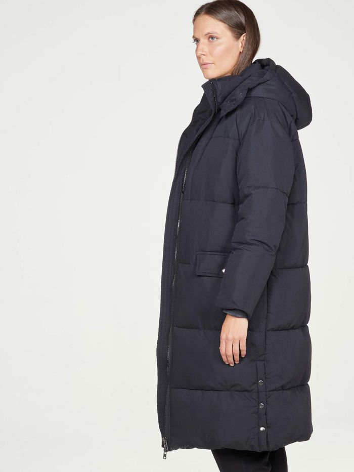 Long Winter Puffer Coat With Hood At A Detachable Down Filled Black Puffy Idreyn
