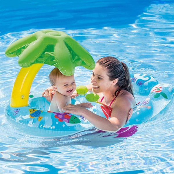 Inflatable Circle Baby Infant Float Pool Swimming Ring Sunshade Floati  JustgreenBox