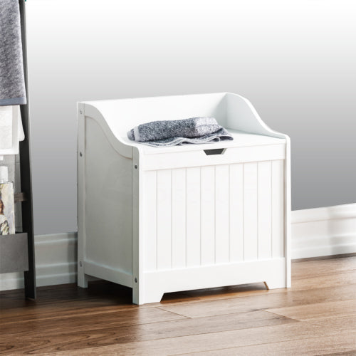 Dropship Storage Chest, Entryway Bench with 2 Safety Hinges, <a href='/wooden-toy-box/'>Wooden Toy Box</a>, White, at wholesale prices and fast delivery - GoTen dropshipping platform