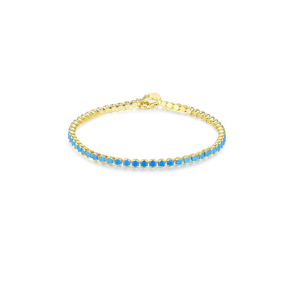 Turquoise and Clear Cystal Pave Tennis Bracelet | Cotton And Gems