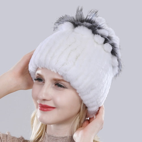 COMFORTABLE & SOFT WINTER WARM LADIES' WOOL GLOVES WITH RABBIT FUR BALL - cosy gloves