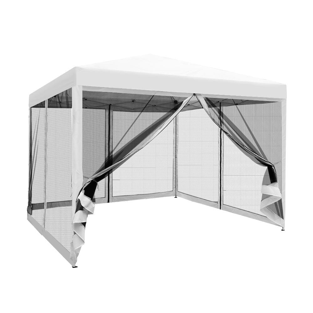 Gazebo Pop Up Marquee 3x3m Wedding Mesh Side Wall Outdoor <a href='/gazebos/'>Gazebos</a> White | Factory Direct Shop Australia