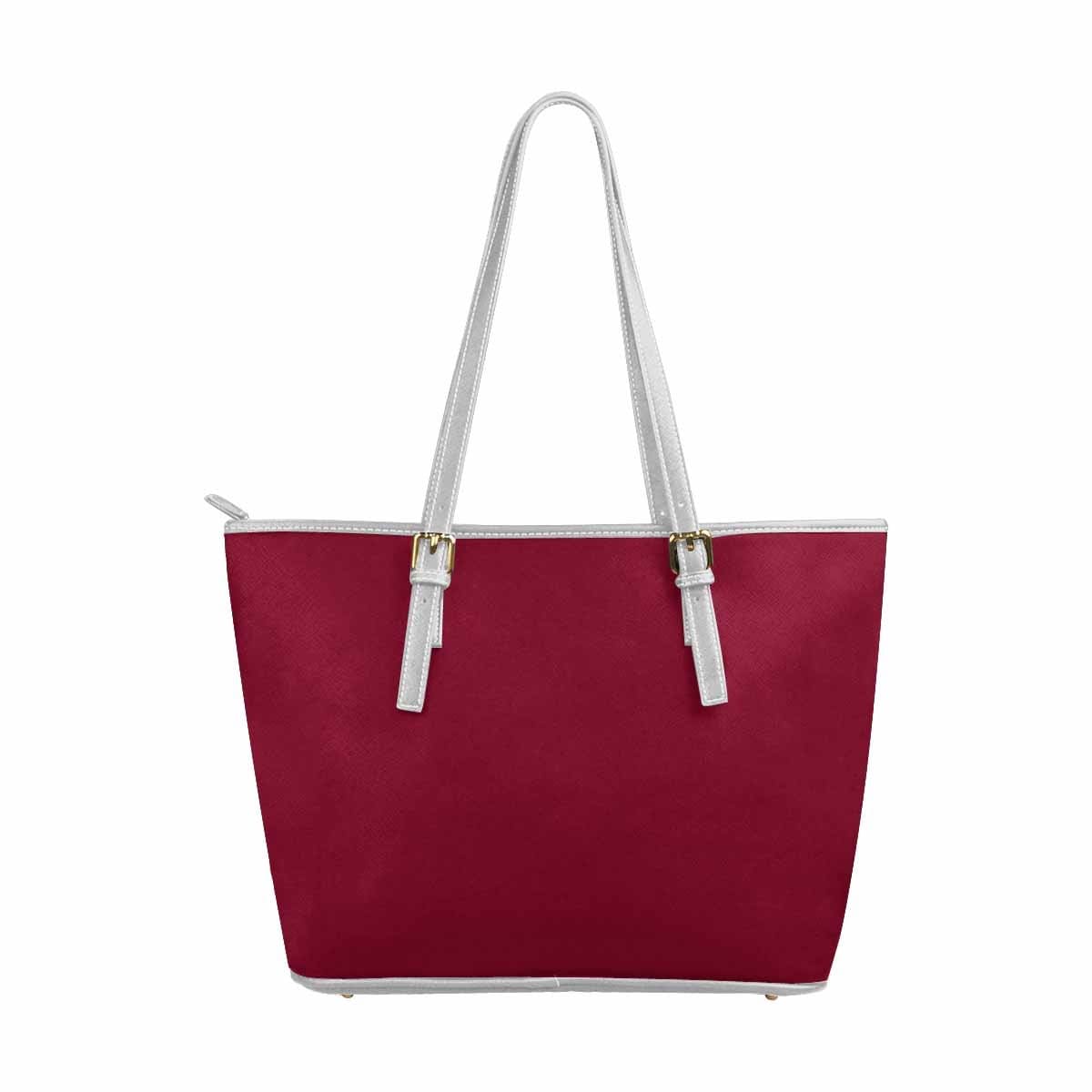 Tote Bags | Red Wine Metal Minimalist PU Leather 3 Pieces Tote Bag Set - Gamiss Mobile