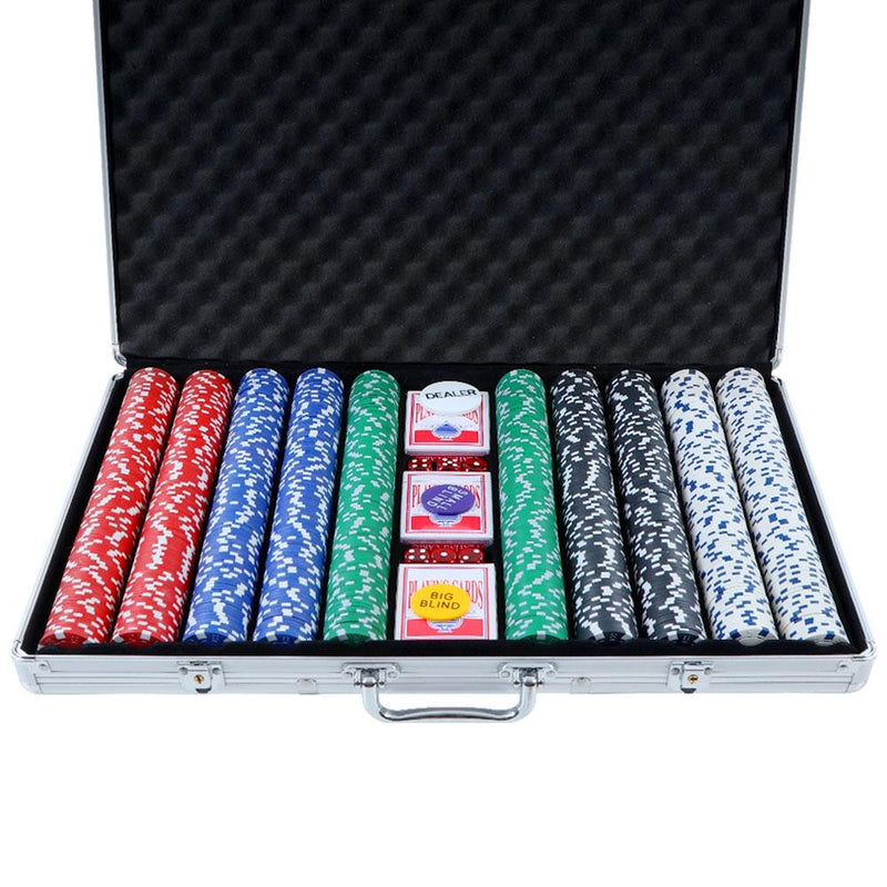 Doublefan Poker Chips Set, Heavy Duty 11.5 Gram Clay Poker Chips Set Texas Holdem Blackjack Gambling Chips Aluminum Case (300psc)