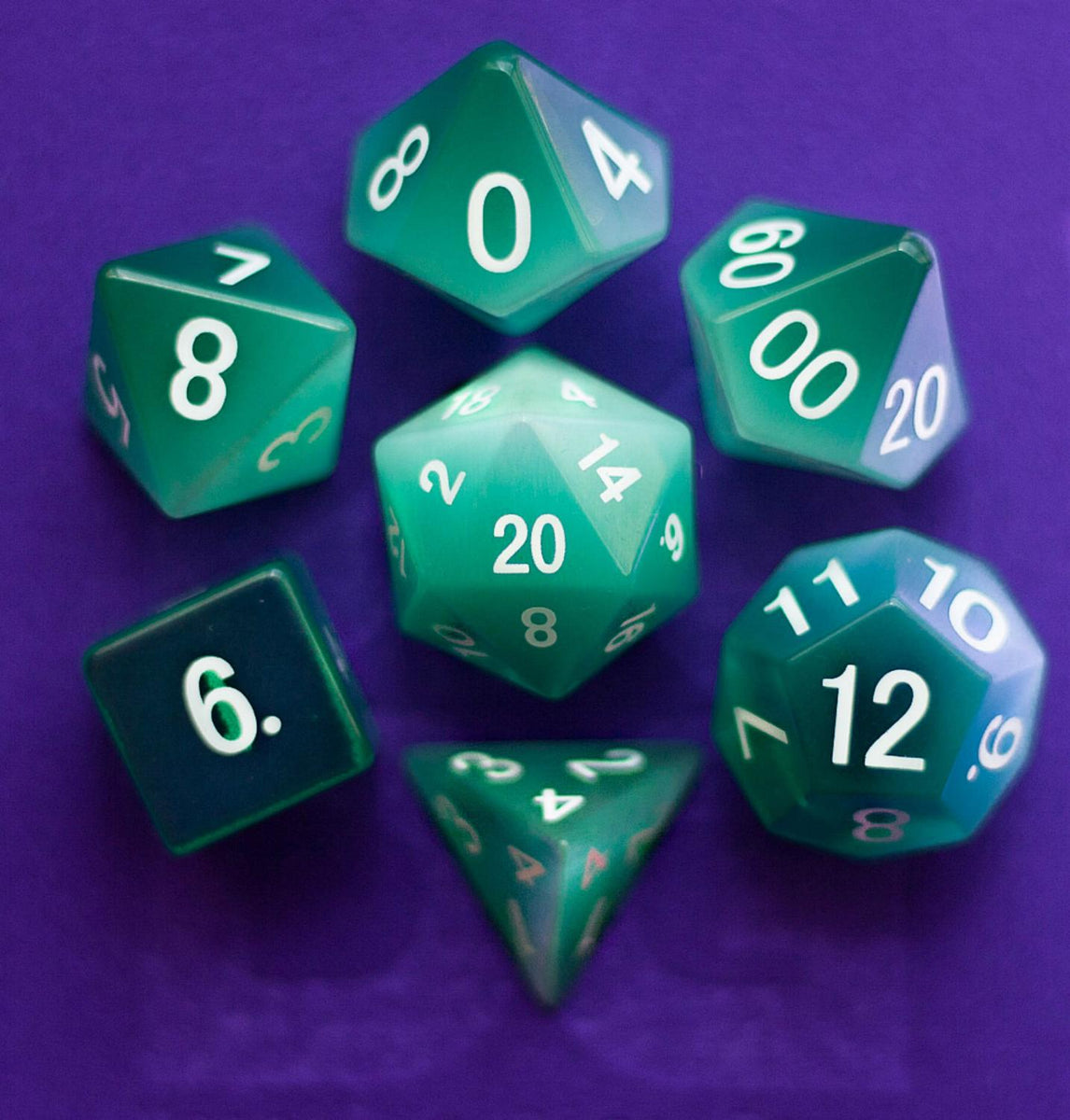 Metal Polyhedral RPG Dice Set - Dragon Eye Green - Fantasy Matte Colle GRAVITY DICE