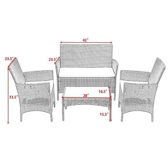 Outdoor Conversation Furniture Tan And Brown 4 Piece Patio Seating Set Outdoor <a href='/wicker-furniture/'>Wicker Furniture</a> Conversation Sets  simplelifepeace.com