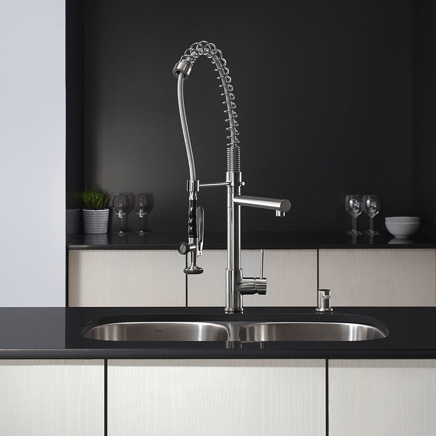 Commercial Style Pre-Rinse Kitchen Faucet in Spot Free Stainless Steel