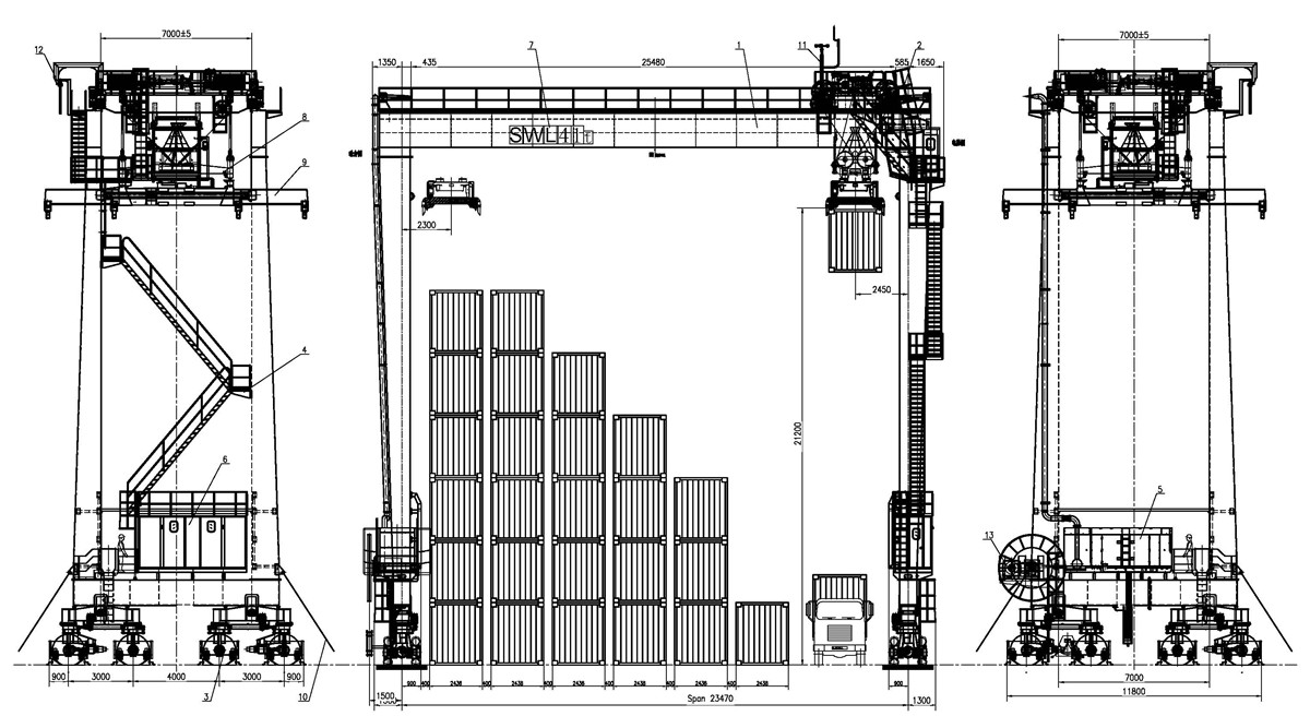 RTG Rubber Tyre Container Gantry Crane 