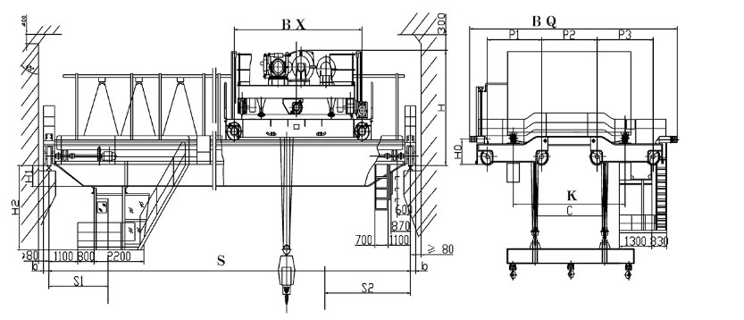 QN model two purpose double girder overhead crane with grab and hook (2)