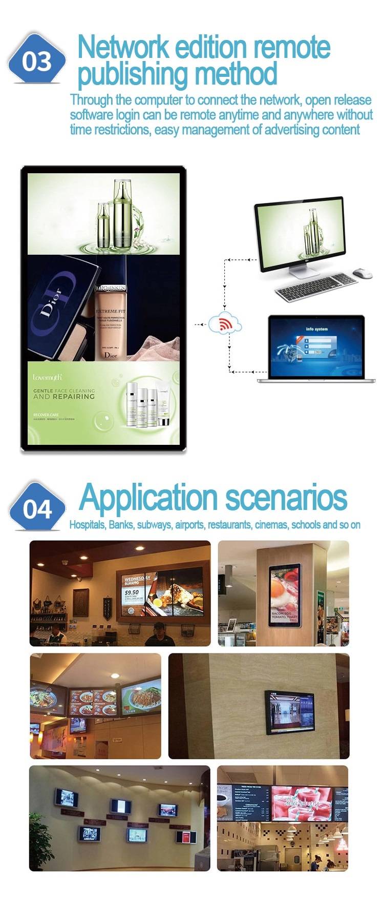 Indoor Wall Mounted digital signage for commercial Advertising player LCD display  (7)