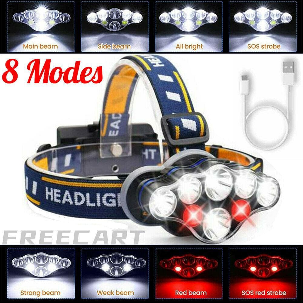 Rechargeable Tactical 990000LM LED Headlamp Zoomable Headlight Head To                   Daily Deals Wonder