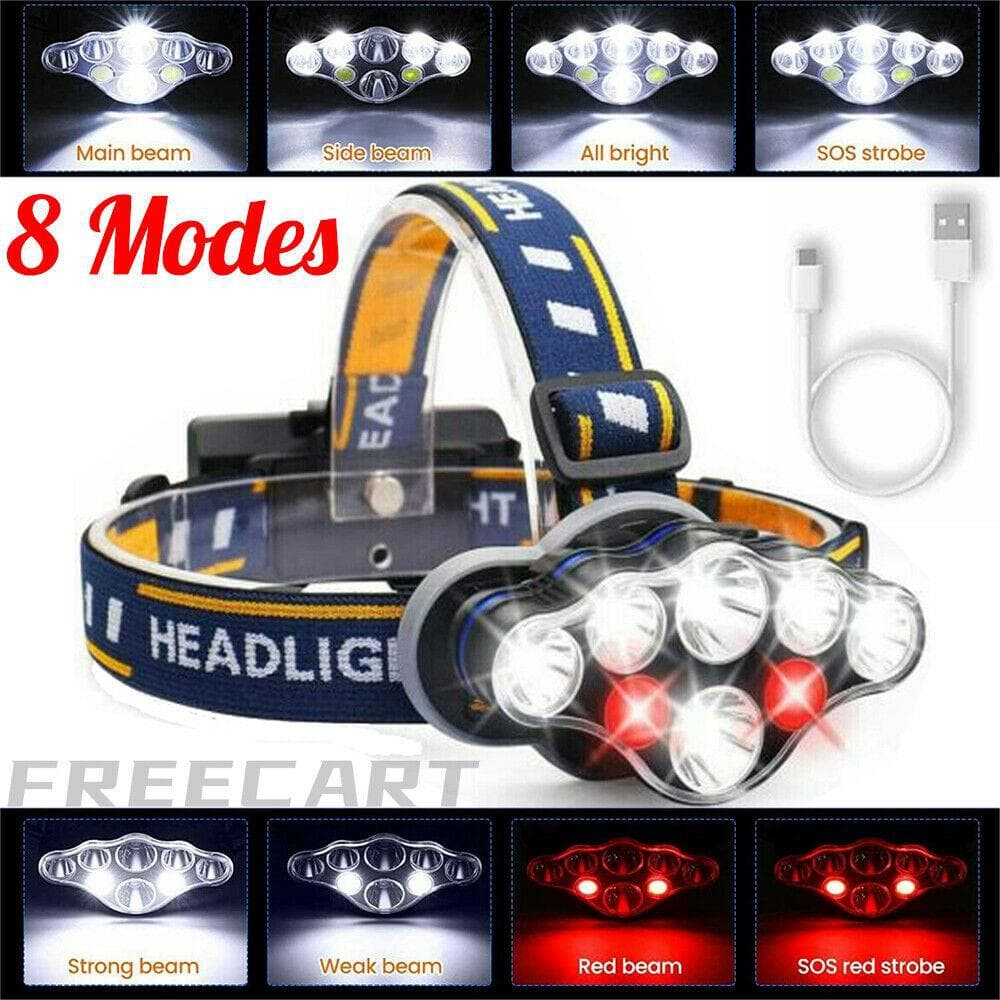 Rechargeable Tactical 990000LM LED Headlamp Zoomable Headlight Head To Daily Deals Wonder