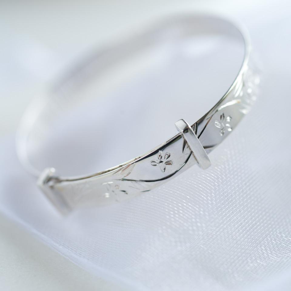 Sterling Silver Christening Bangle & Personalised Gift Box  Smiley Moments