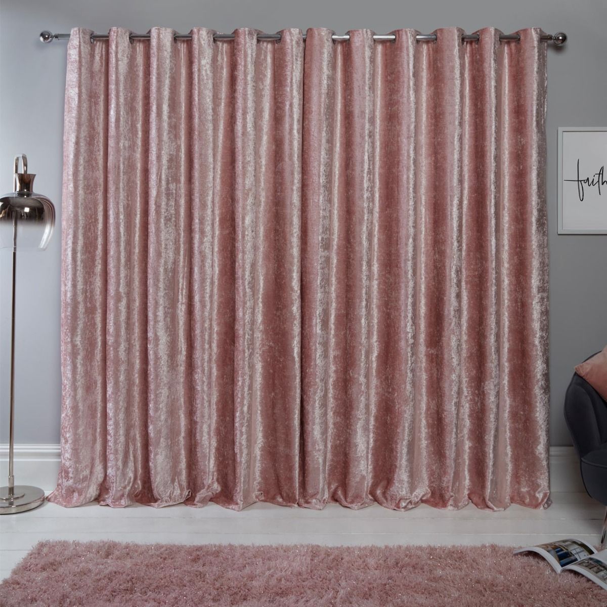 Crushed Velvet Steel Curtains | Blinds Online