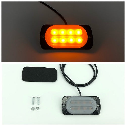 4pcs Amber/White Ultra Slim 12W 4-LED Warning Emergency Construction Strobe Lights For Car Truck 4x4 ATV UTV SUV Van Astra Depot LED Warning Emergency Flashing Strobe Light