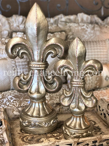 Decorative Candle 4x12 Large Jeweled Fleur de Lis on 4x6 Jeweled Base | Reilly-Chance Collection