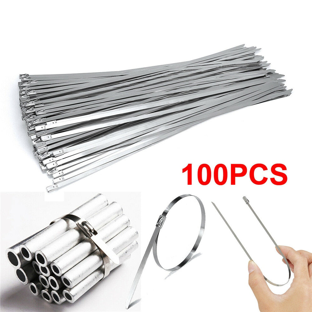 100-500pc 5''-26'' Stainless Steel Metal Cable Ties 200-350LB Cable Zip Tie, UV Resistant, Low Profile (500, 8'' 200lb) | Peri Matrix