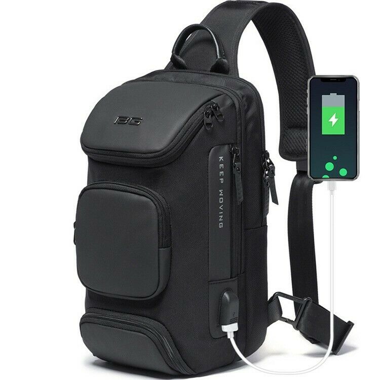 FRN 2019 USB Charging Chest Pack Men Casual Shoulder Crossbody Bag Chest Bag Water Repellent Travel Messenger Bag Male Sling Bag Luggage & Bags