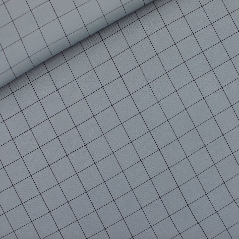 REMNANT 0.89 metre See You At Six - Thin Grid Monument Gray Viscose Ra Lamazi Fabrics