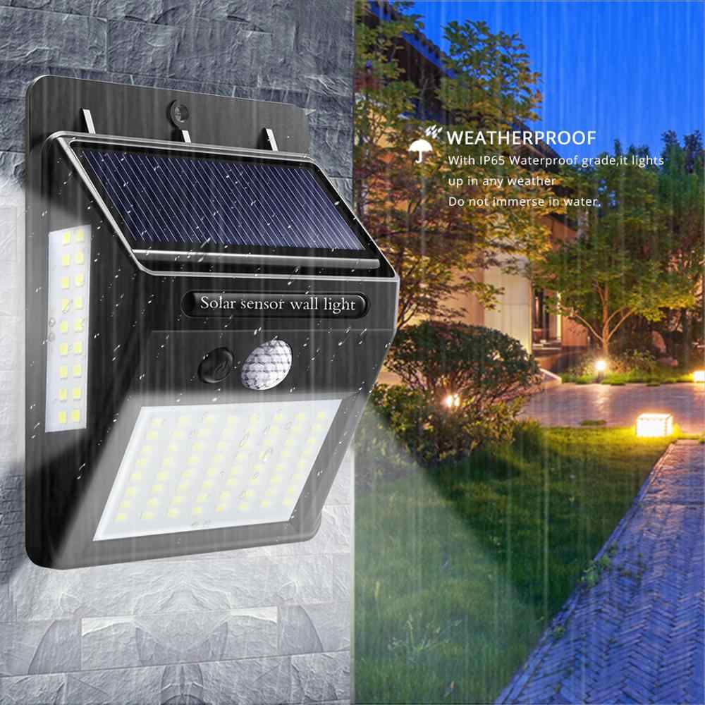 Wholesale 100LEDs Solar Wall Light Lamp 3 Modes Four-Sided Illumination Motion Sensor Street Night Lighting black_1PC From China