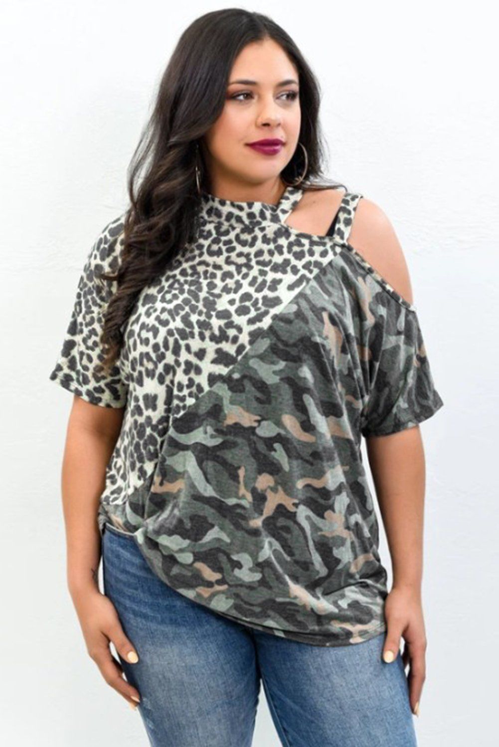 Plus Size Leopard Colorblock Splicing Hoodie with Pocket - WILL NOT SH Super Nova Creations LLC
