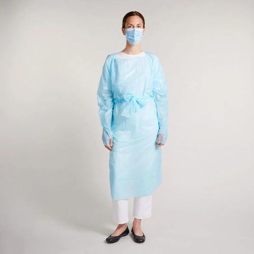 CPE Isolation Gown Blue (100 Pack) - NECA Safety Specialists