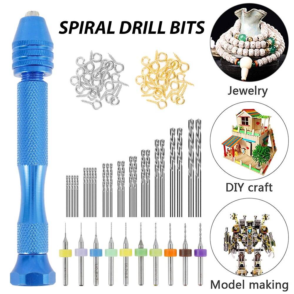 76pcs Mini Micro Aluminum Hand Drill With Keyless Chuck Twist Drill Bits Woodworking Drilling Rotary Tools Hand Drill <a href='/manual/'>Manual</a>