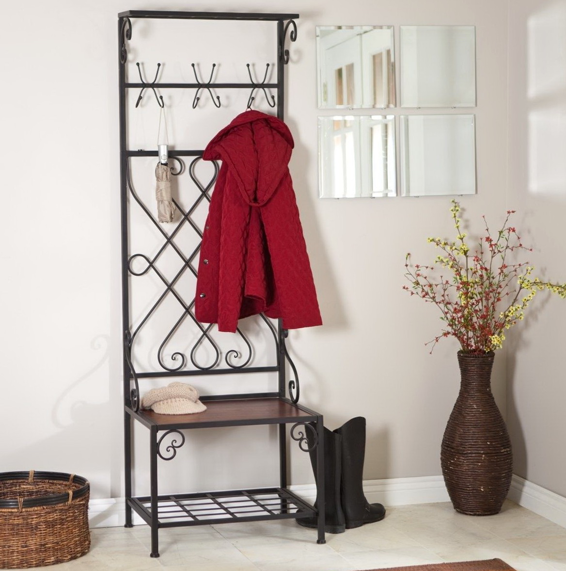 Sturdy Metal Frame Bench with Clean and Elegant Cloth Top - Perfect for Entryways and Bedrooms