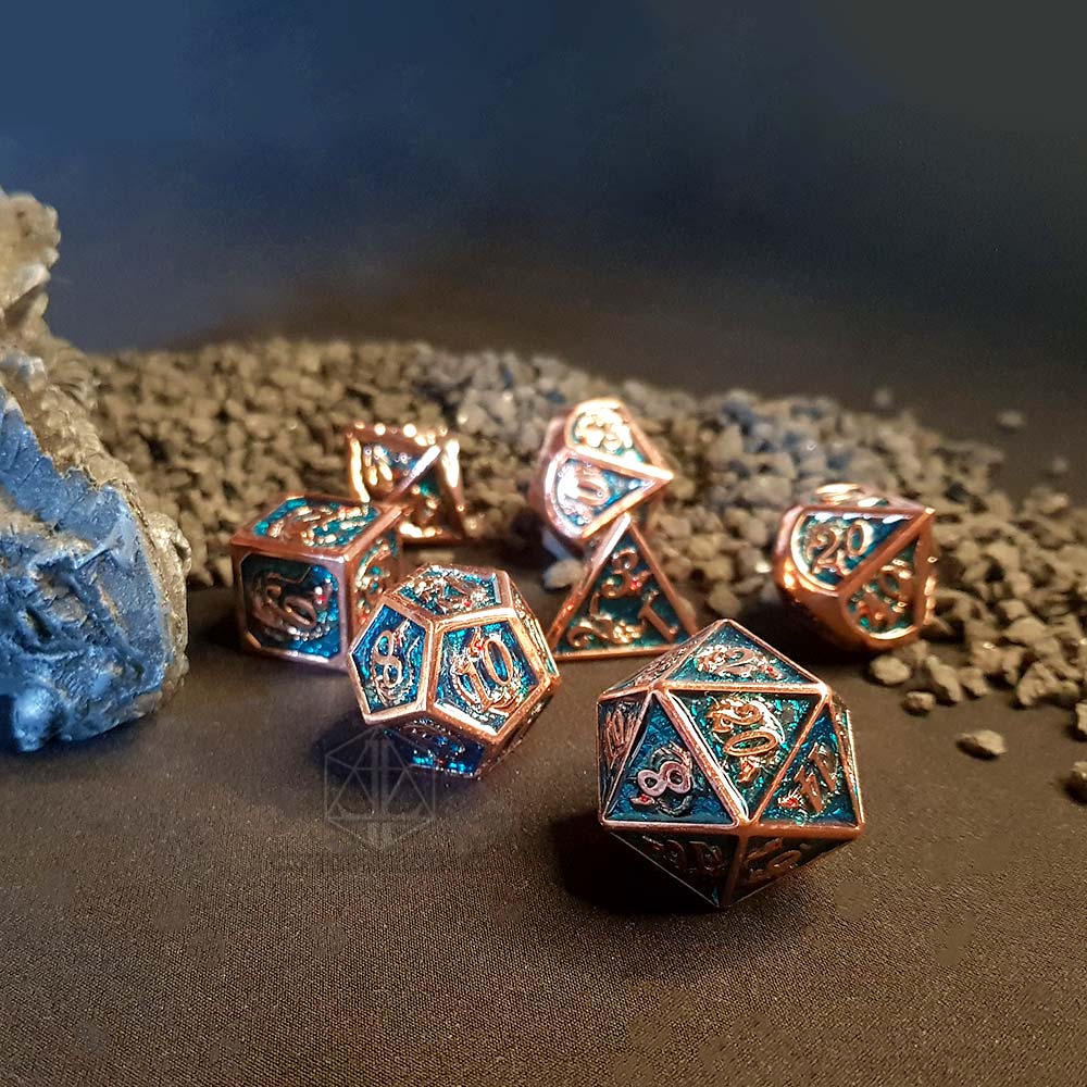 Harness the Power of Sage's Elder Dragon with True Silver Hollow Metal Polyhedral <a href='/dice-set/'>Dice Set</a>