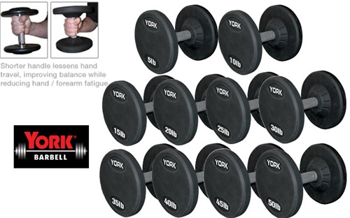 TROY Pro-Style <a href='/black-dumbbell/'>Black Dumbbell</a> Set with Rubber Endcaps - 15-85lb Pairs Sold Directly by Dumbbells Direct