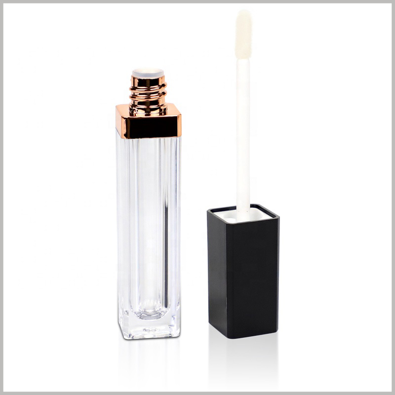 Square <a href='/lip-gloss-tube/'>lip gloss tube</a>s bottles with Lipbrush | Cosmetic bottles