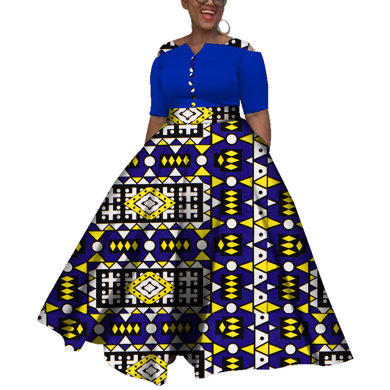 2021 Dashiki African Dresses For Women Colorful Daily Wedding Ankle-Length Dress WY3853