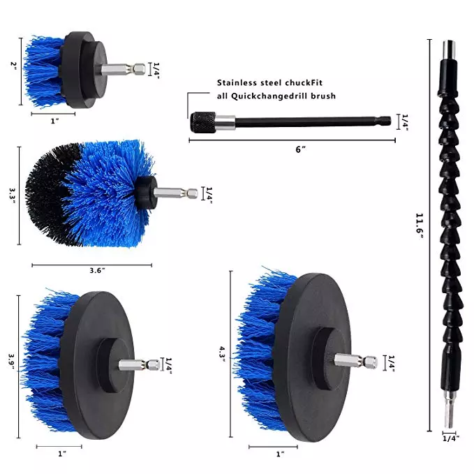  Flexible Extension 6 PCS Power Scrubber Cleaning Kit Drill <a href='/brush/'>Brush</a> Attachment Set for Car Wheels Interior washing China 