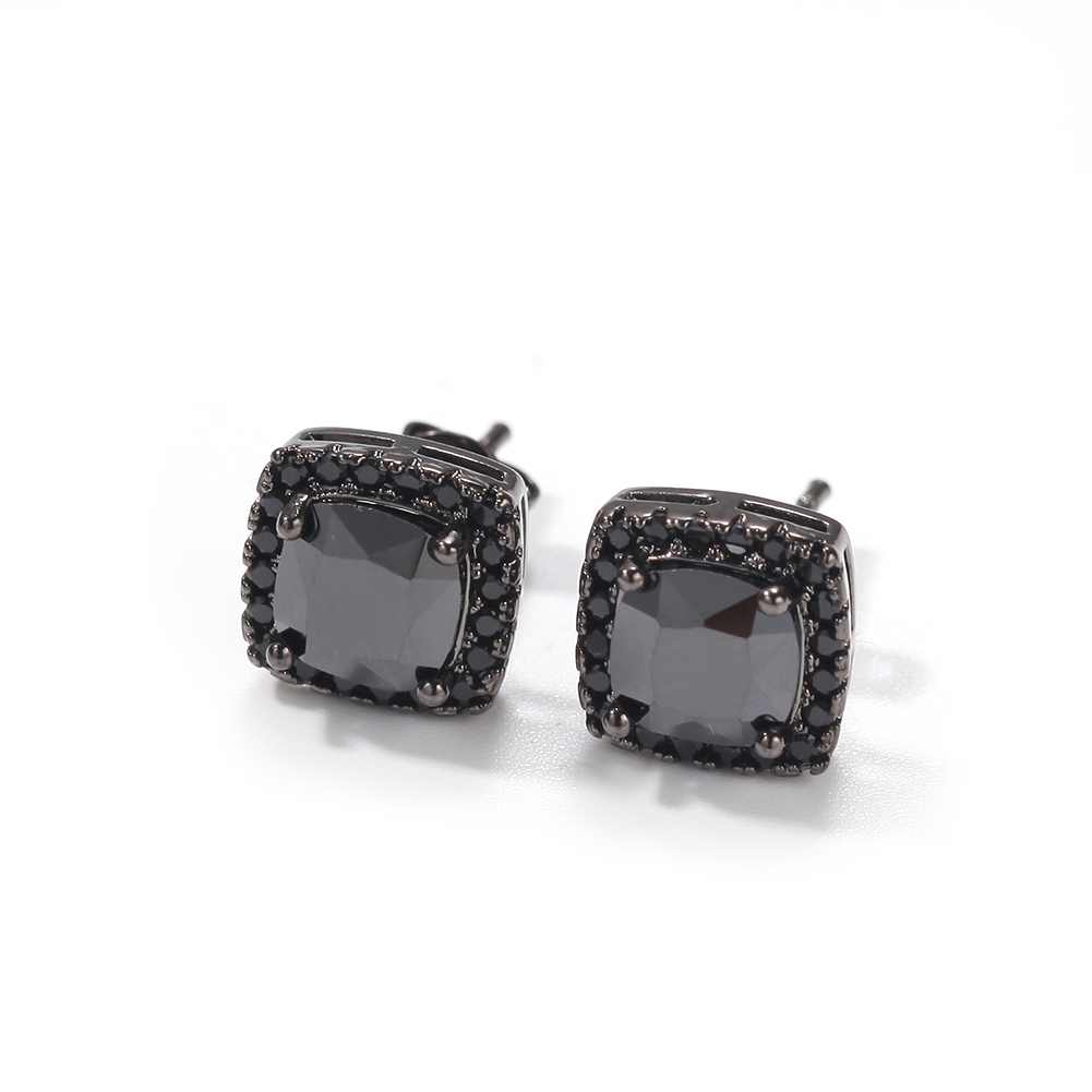 Pink Stud Earrings Square Zirconia Earring Women Bling Jewelry