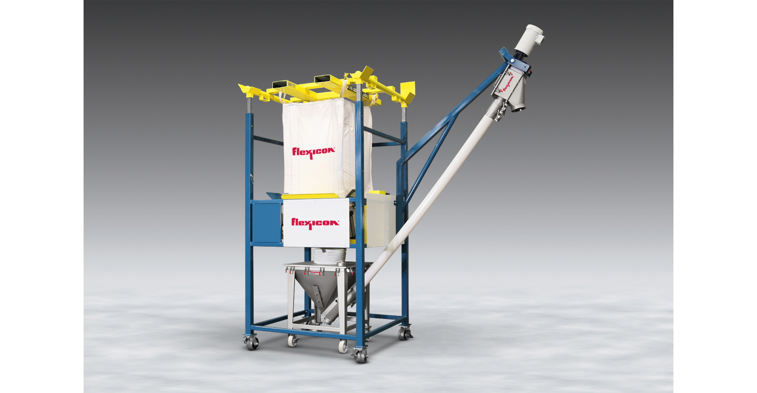 Flexicon bulk bag discharger with integral conditioner and bag dump station | Snack Food & Wholesale Bakery