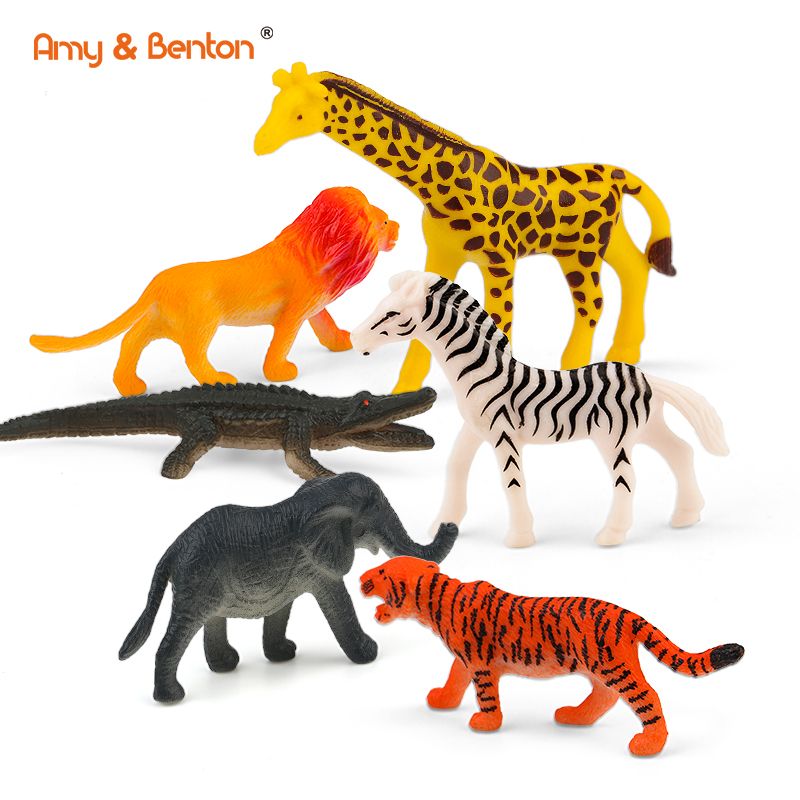 Factory Sale: Realistic Jungle & Zoo Animal Figurines - Set of 6, Perfect Cake Toppers & Gifts for Kids, Toddlers - Christmas & Birthday
