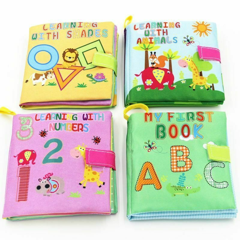 Factory-Direct Custom Baby Cloth Books - 4 Set Soft Books for Early Learning - Crinkle Touch & Feel Toddler Toys