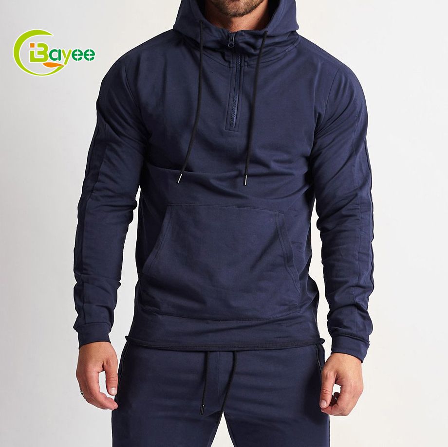 Custom Logo Men's Fitness Half Zip Hoodie - Factory Direct Pricing