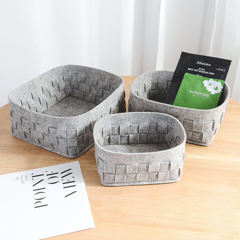 Factory Direct: 3PCS Handwoven <a href='/felt-storage/'>Felt Storage</a> Baskets - Gray