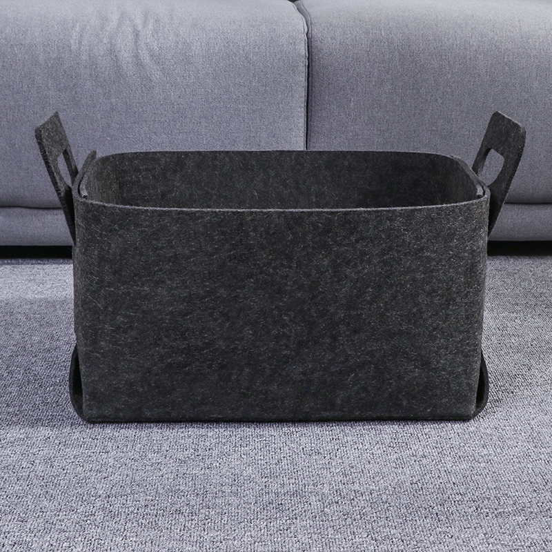 Factory Direct: Dark Grey Felt Storage Basket with Handles for Home and Office Organization - Buy Now!