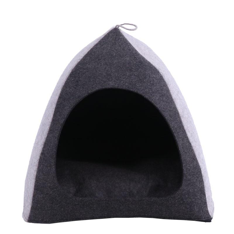 Factory Direct: Get the Best Triangle <a href='/pet-bed/'>Pet Bed</a> & Cat Tent for Kittens and Small Dogs with Washable Cushion - Gray Fusen Felt Feline House Hut for Indoor & Outdoor Use