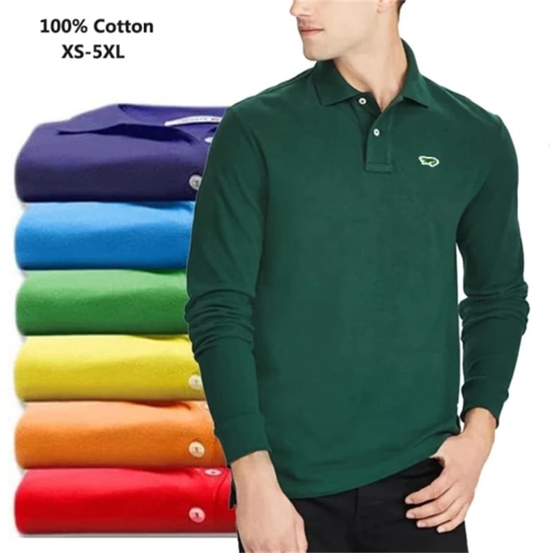 Top Quality 100% Cotton Embroidery-Logo Men Polos Shirts Casual Brand Sportswear Long Sleeve Polos Homme Fashion Male Tops