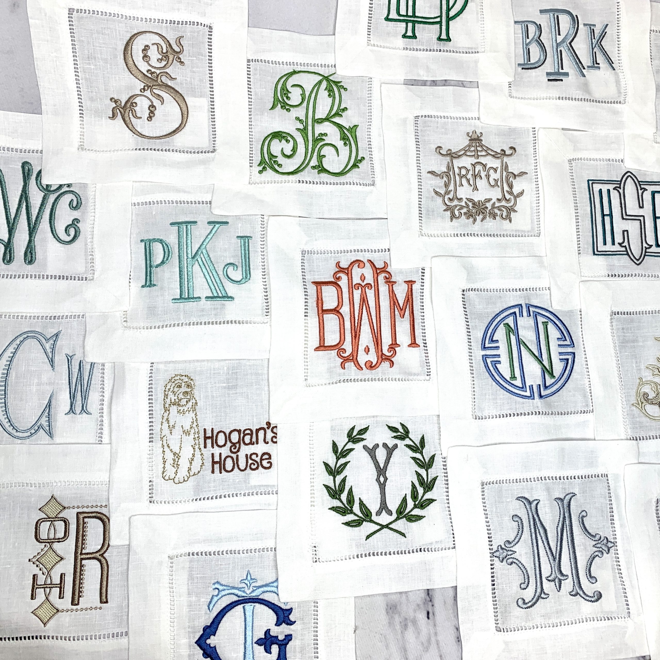 monogrammed cocktail napkins  LauraMunoz