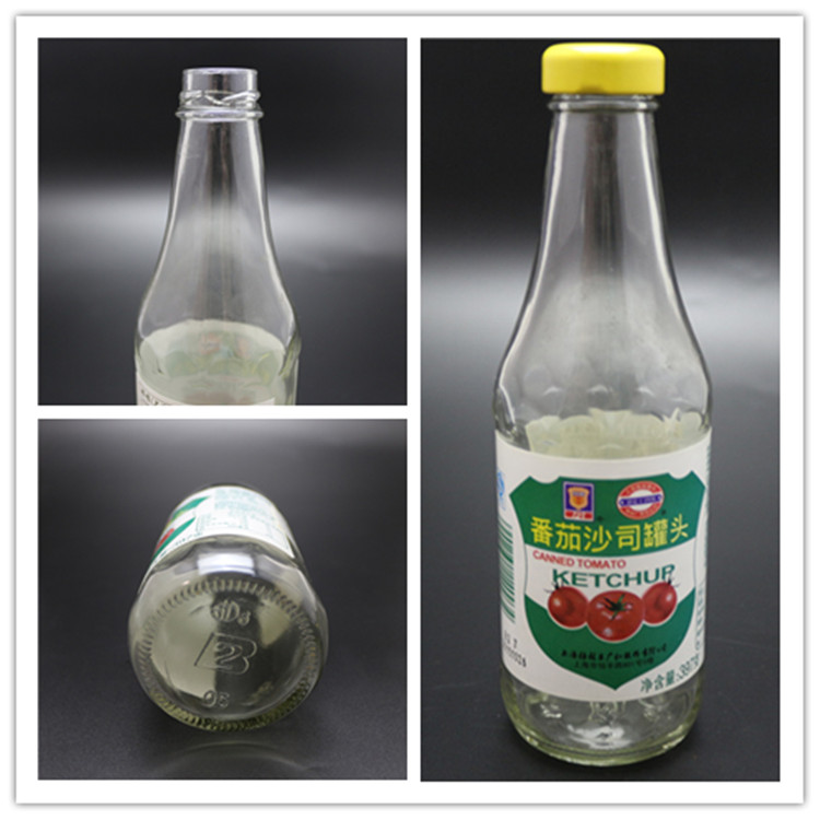 shanghai factory 380ml glass sauce bottle metal cap for ketup